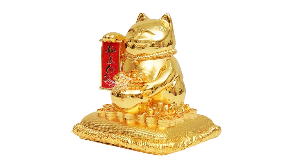 Tượng Mèo Thần Tài Mạ Vàng 24k