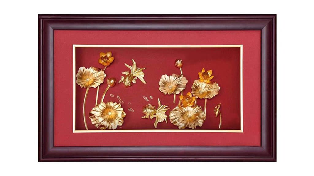 Tranh hoa sen mạ vàng size lớn 35×50 cm